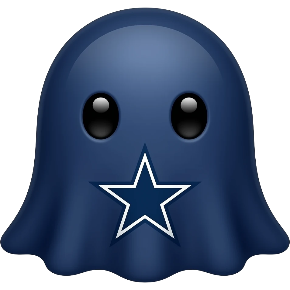 Kawaii solid navy blue ghost with black eyes and Dallas cowboys star on its body emoji