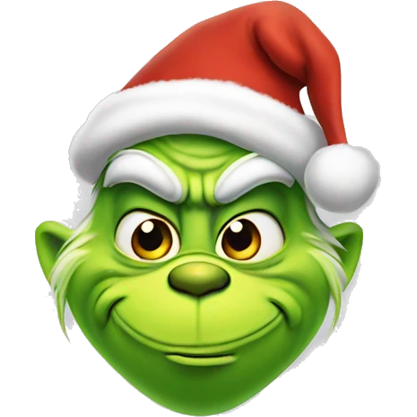 Grinch wearing Santa hat emoji