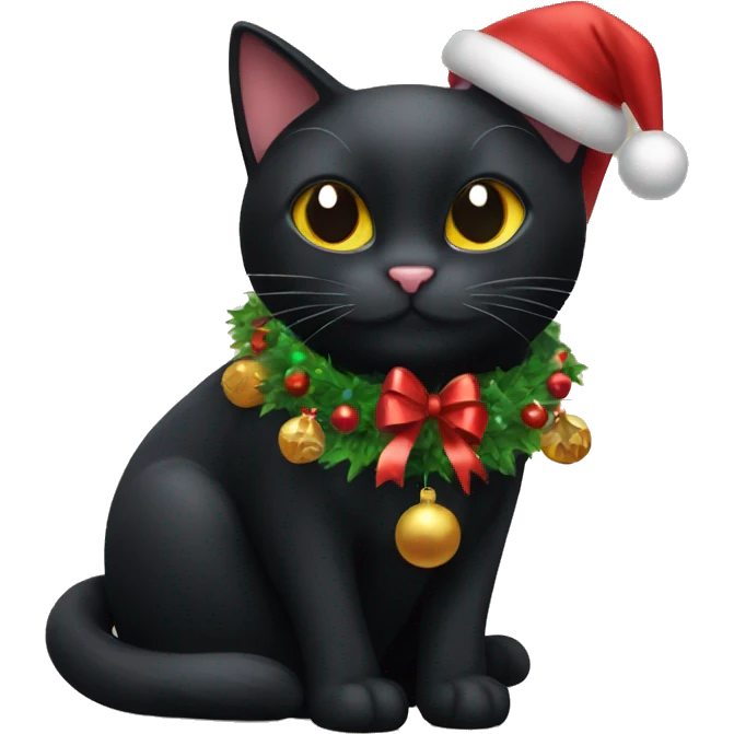Black cat with Christmas decorations  emoji
