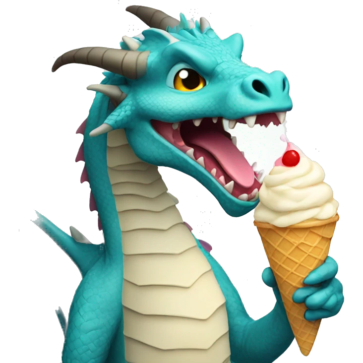 Dragon eating ice cream emoji