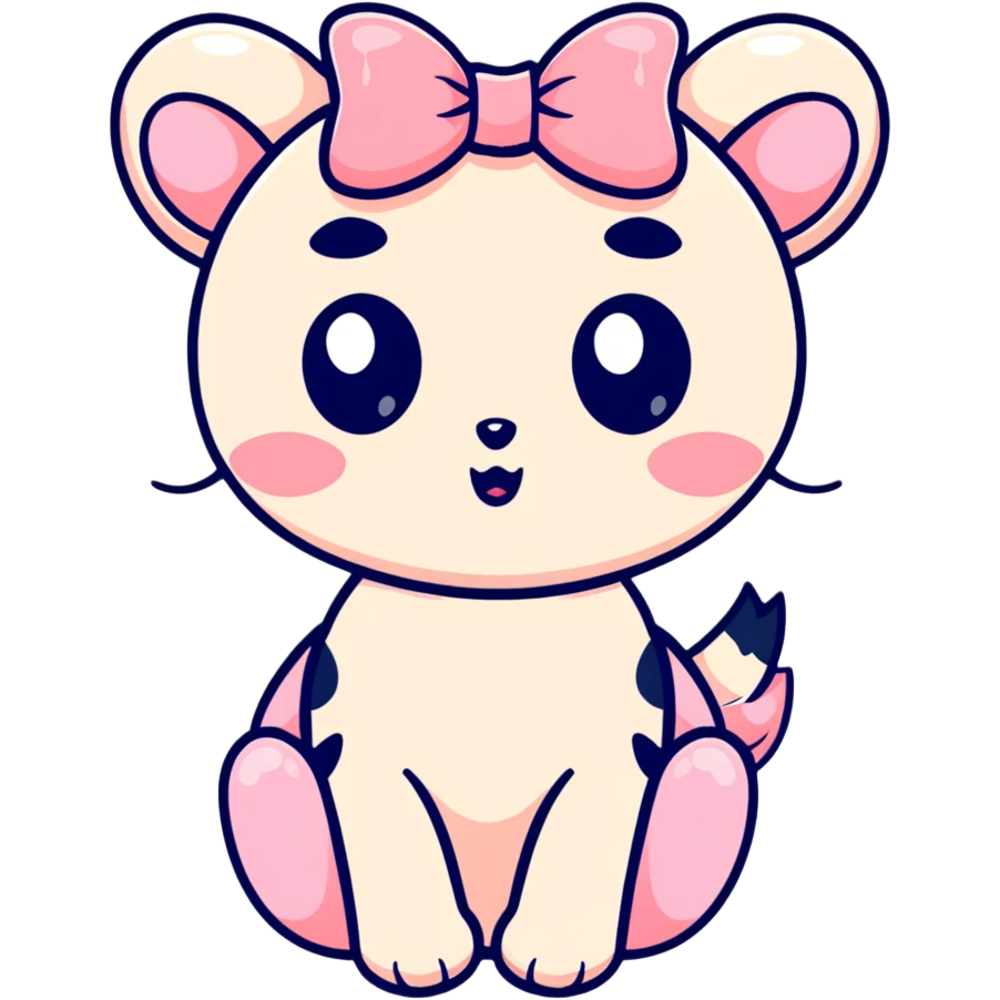 super kawaii bow with blush and big eyes emoji