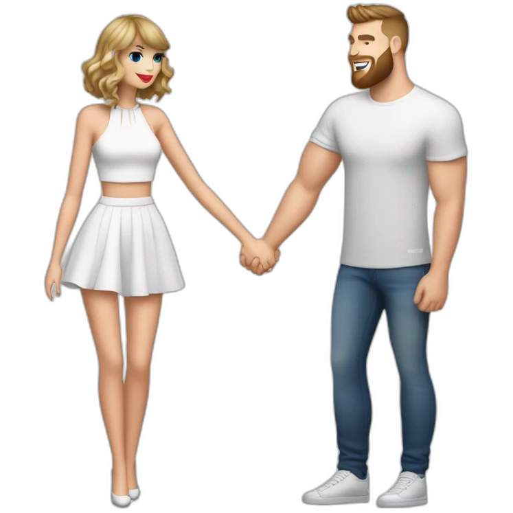 Pop star Taylor swift and kc chief Travis Kelce holding hands emoji