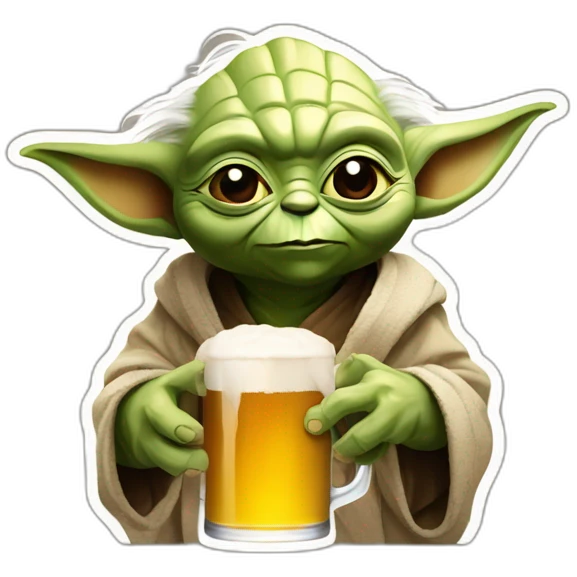 Yoda avec une bière et un verre de coca emoji