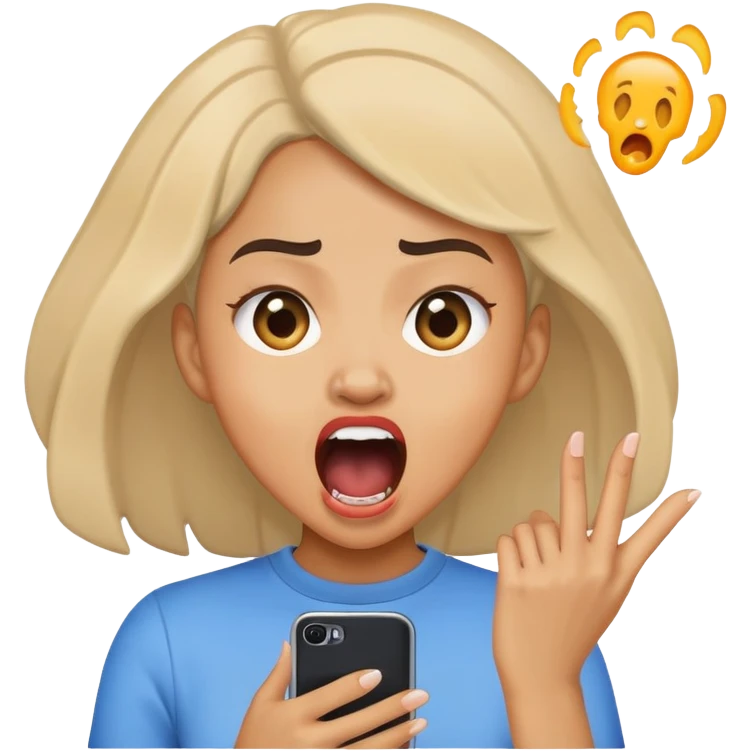 Lightskin girl watching phone screaming  emoji