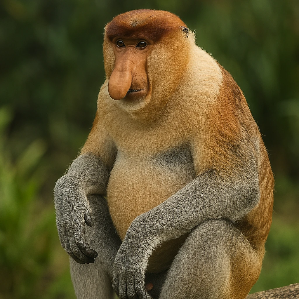 proboscis monkey, natural pose, realistic style emoji
