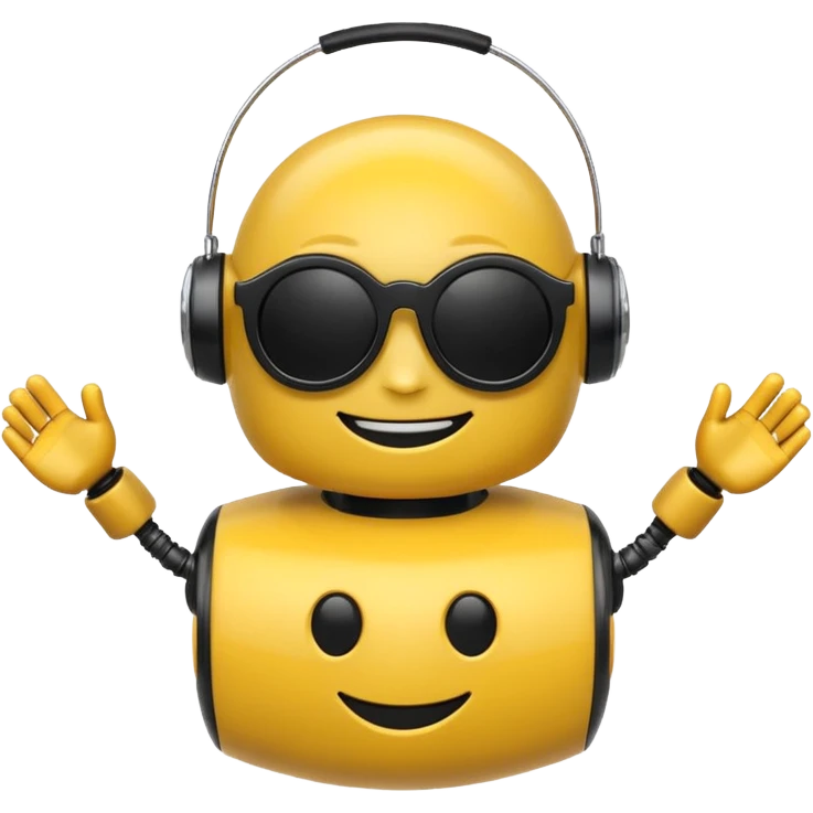 Scare emoji robot toy with black sun glasses  emoji
