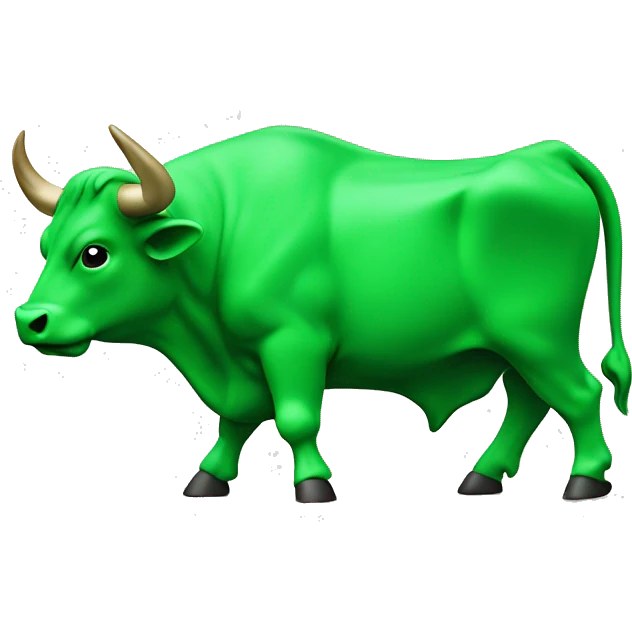 Green bull with bullish trend chart emoji
