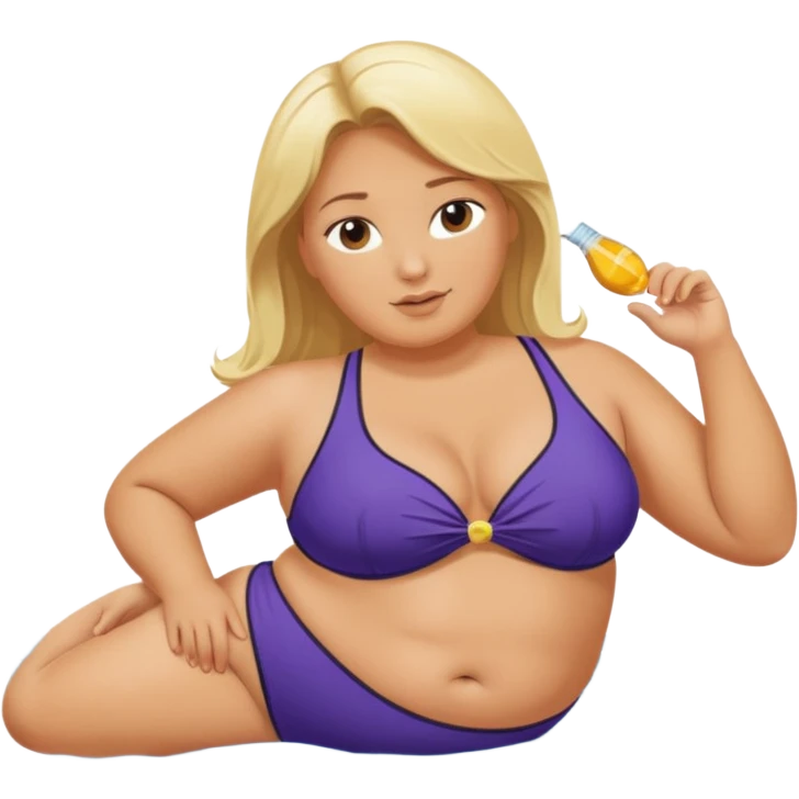 Obese blonde laying on beach  emoji