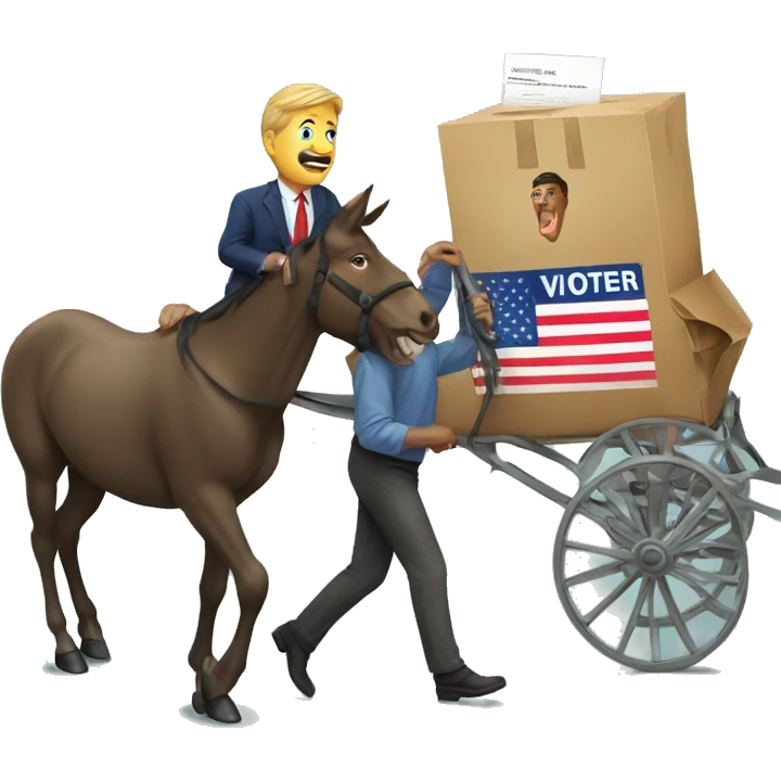 Voter getting off of mule.  emoji