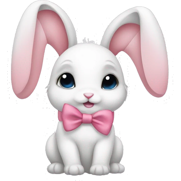 Baby bunny with coquette bow on ear emoji