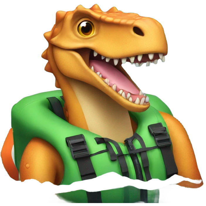 Dinosaur with a life jacket emoji