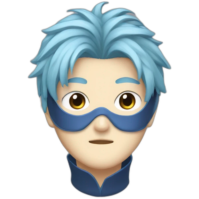 Satoru Gojo with blue hairs and eyes mask hiding his eyes emoji