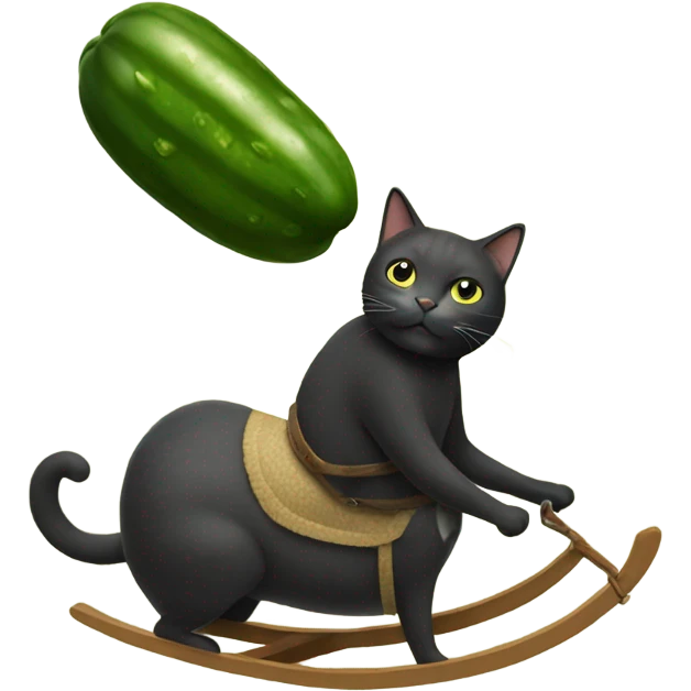 Pickle riding a cat emoji