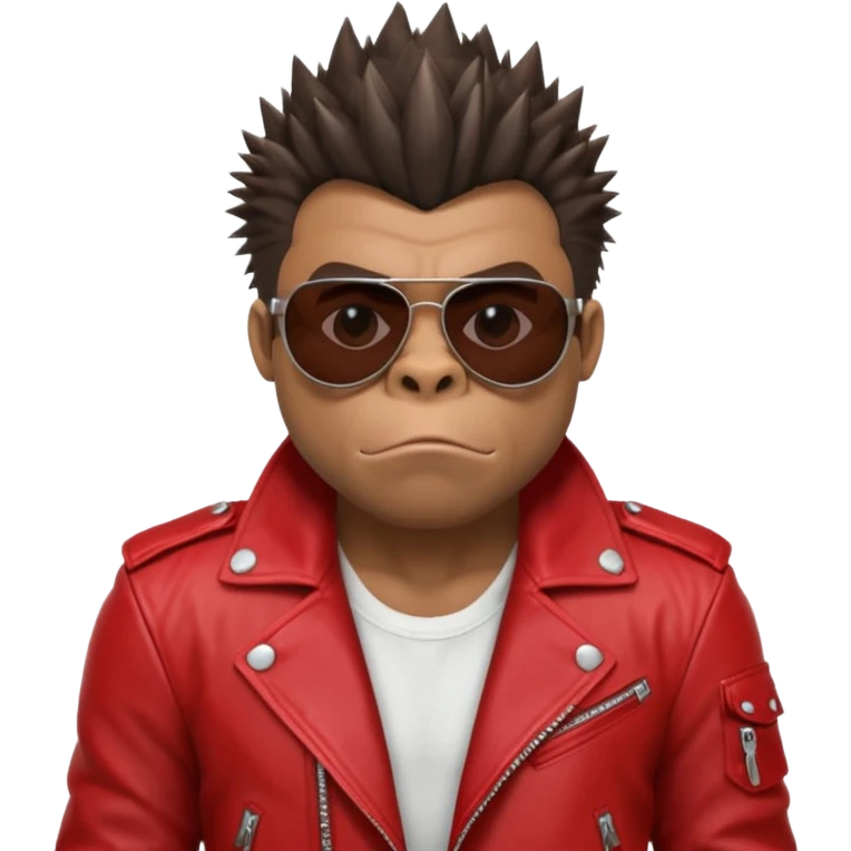 gorilla with Tyler Durden's look: spiky hair, red leather jacket, sunglasses, rebellious expression emoji