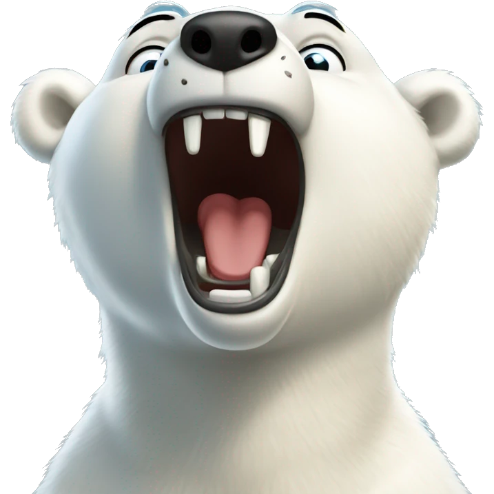 Cute polar bear roaring emoji