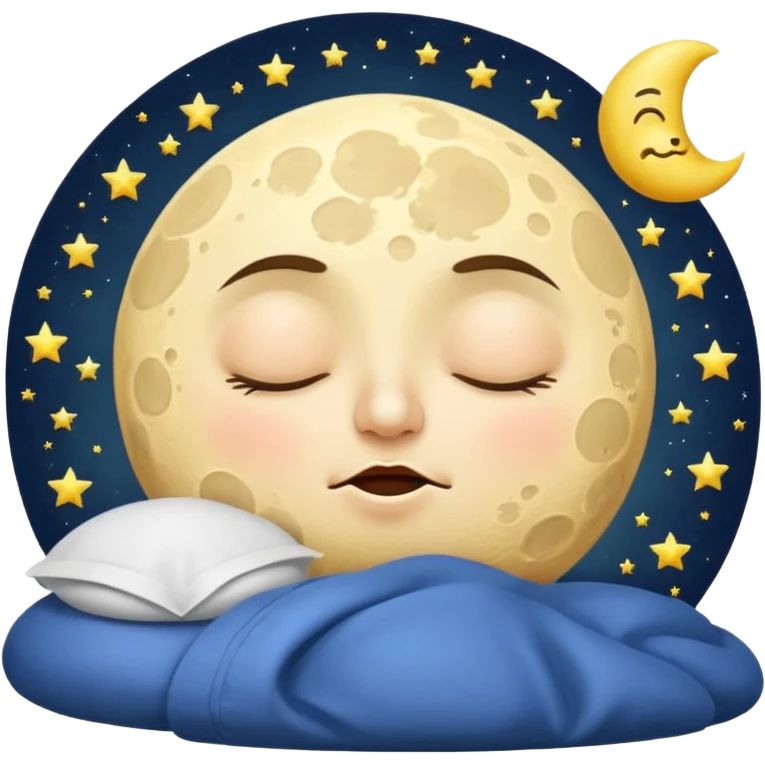 cartoon moon with sleepy face and nightcap emoji