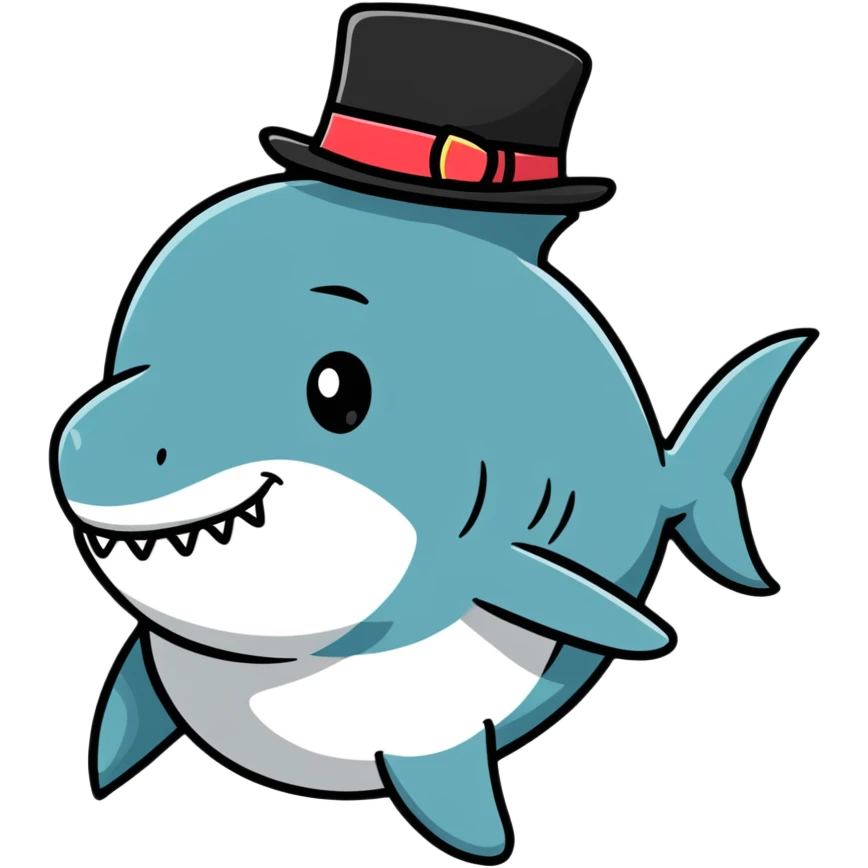 shark wearing a top hat emoji