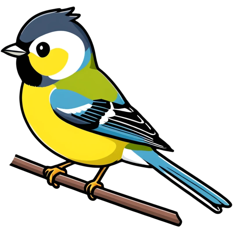 Colorful great tit bird with yellow belly emoji