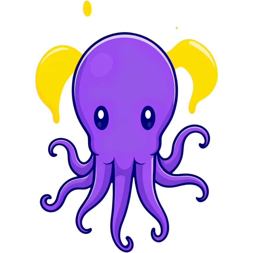 Playful purple squid squirting ink emoji