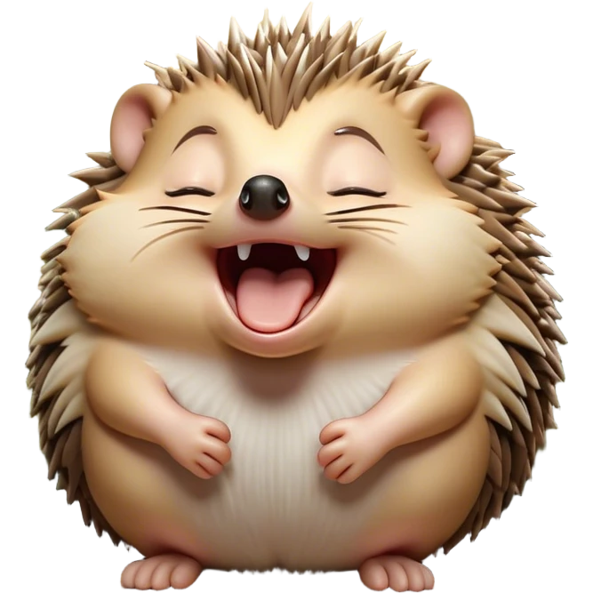 Cinematic Silly Yawning Hedgehog Portrait Emoji, Head tilted with a dramatic, wide-open yawn revealing a tiny, adorable snout and droopy quills, with sleepy, half-closed eyes, Simplified yet irresistibly cute features, highly detailed, glowing with a soft, cozy woodland light, high shine, relaxed yet humorously expressive, stylized with a dash of whimsical forest charm, soft glowing outline, capturing the essence of a drowsy yet endearing hedgehog that appears ready to stretch and yawn its way into your heart! emoji