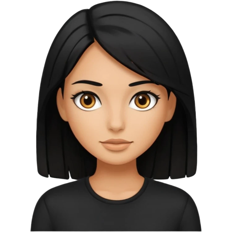 Pilates femme bronzée tenue noir et cheveux noir emoji