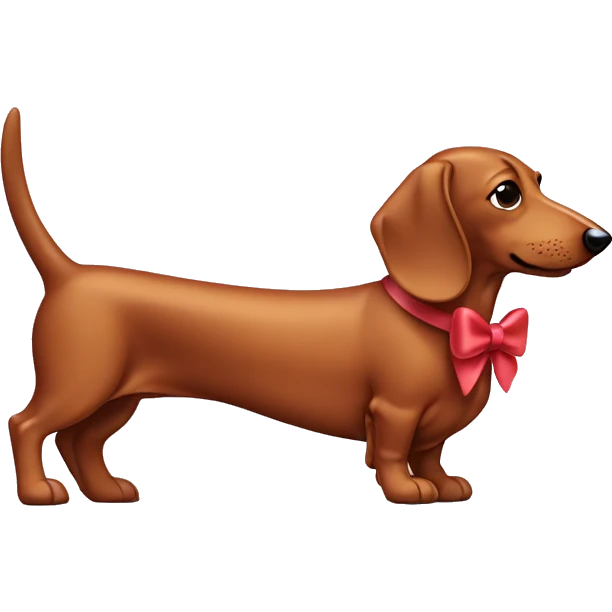 sausage dog wearing bow emoji