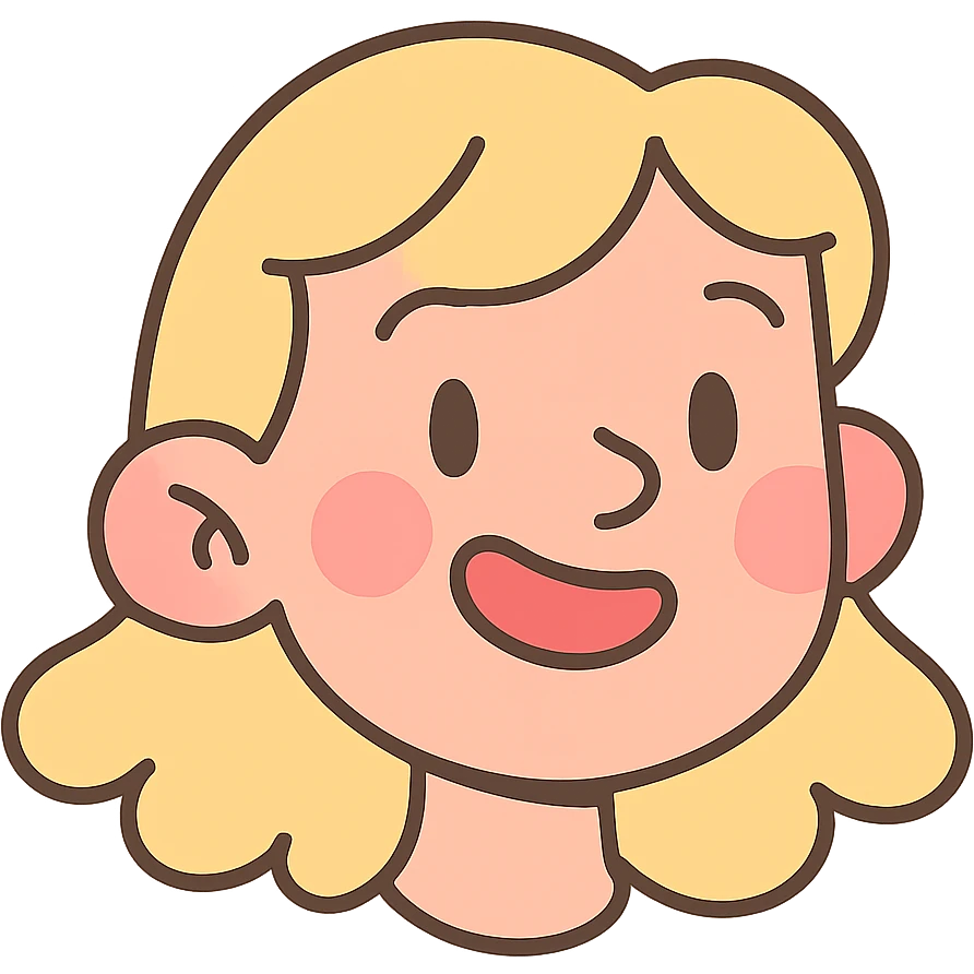 pastel toon style blonde girl's face emoji