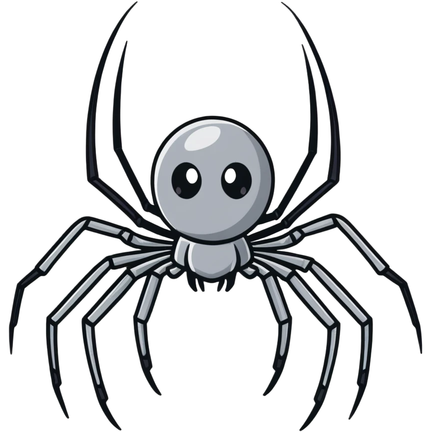 completely gray spider, pure gray spider with eight legs emoji