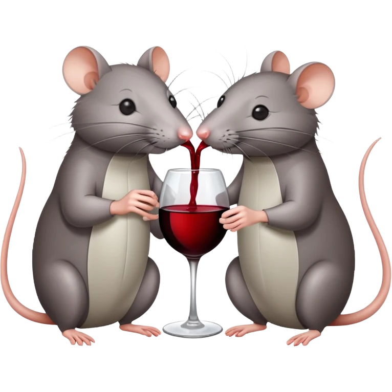 Two realistic rats drinking wine emoji