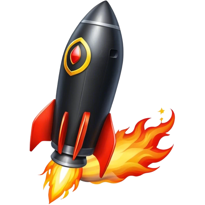 driving fine black rocket with fire color france emoji