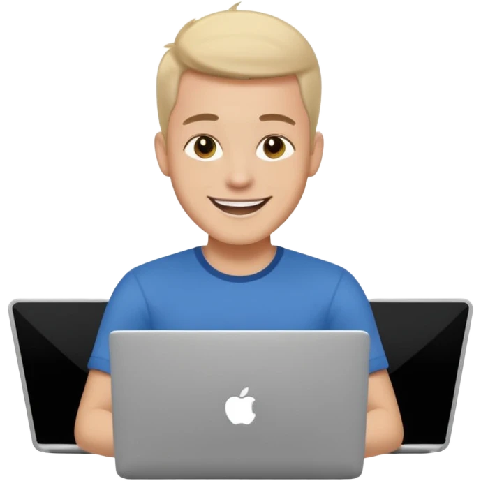 happy man on laptop emoji