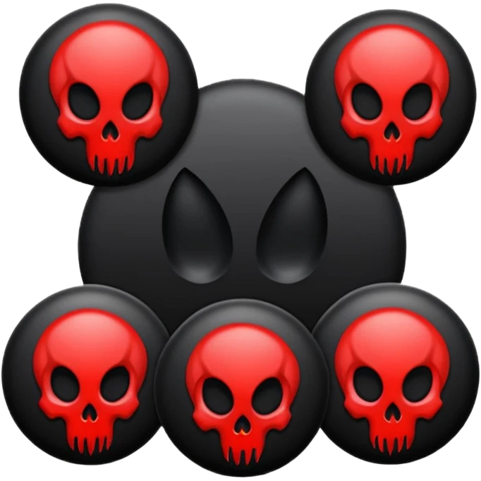 iOS sticker, dark mark, black shape, red dot, minimal emoji