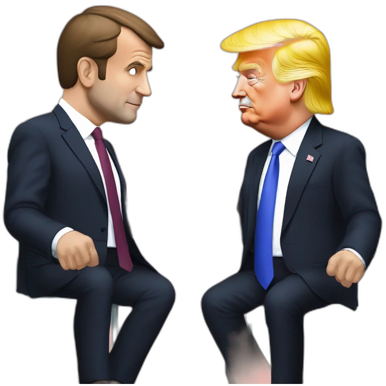 Emmanuel macron buvant une biere avec trump emoji