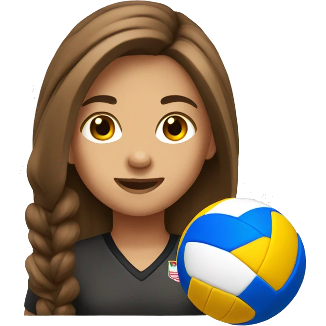 Girl  long brown hair #9 playing volleyball emoji