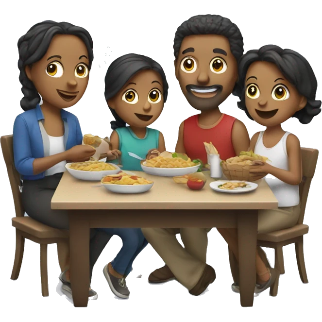 Family eating at table emoji