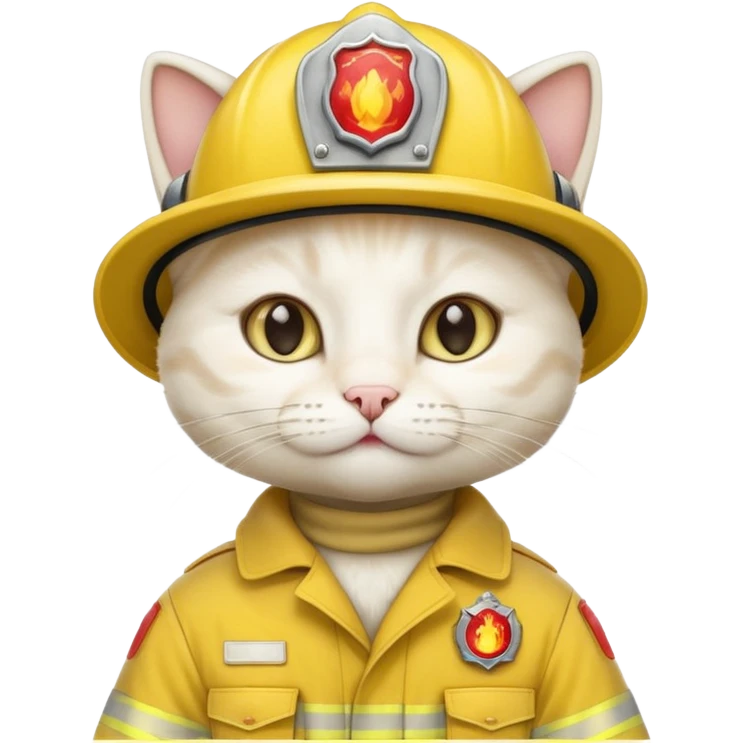 Fireman white Cat, yellow cloth emoji