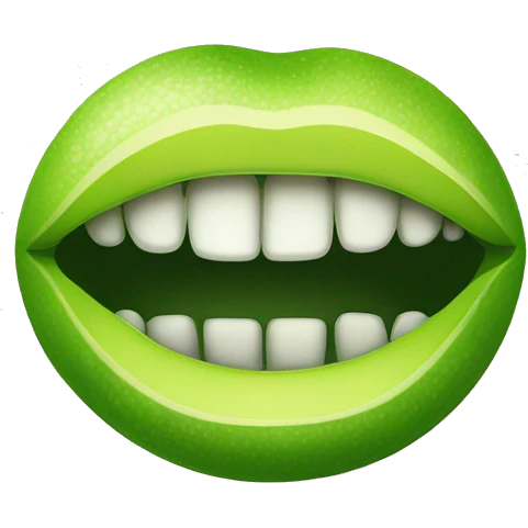 Mouth with green lips biting a lime emoji