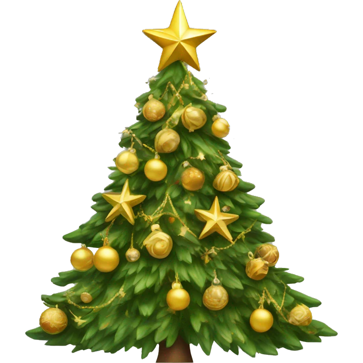 Christmas tree with gold decorations emoji