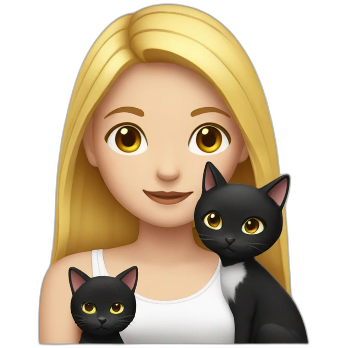 Girl with black cat emoji