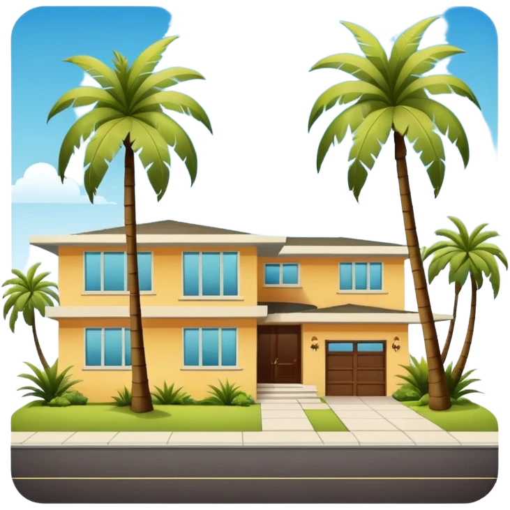 Mid century modern home with palm trees emoji