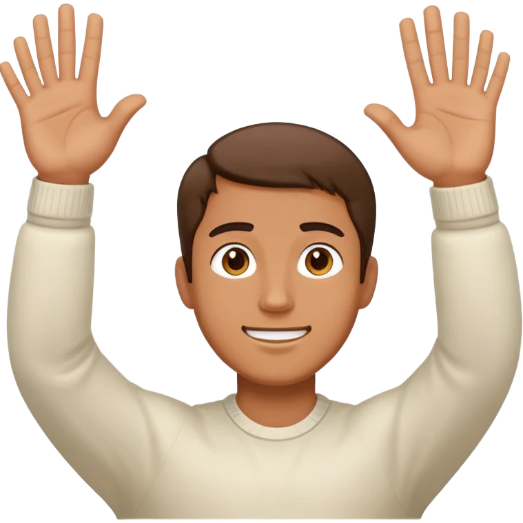 Man turned around with his hands up emoji