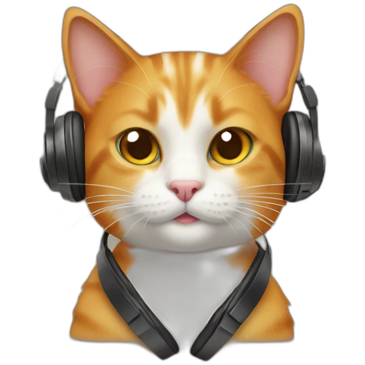 ginger cat with headphones emoji