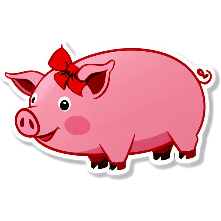 Piggy with ribbon on  emoji