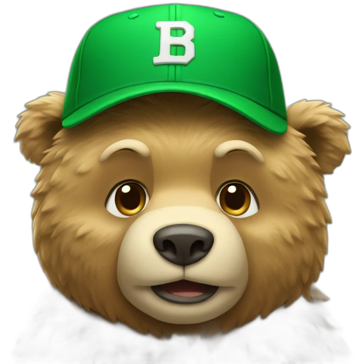 Bear wearing a green baseball cap emoji