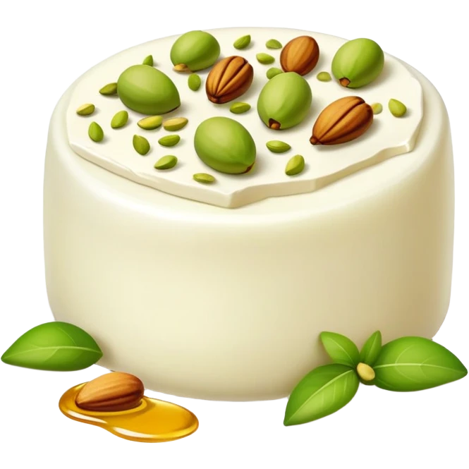 Goat cheese covered in pistachio and honey  emoji