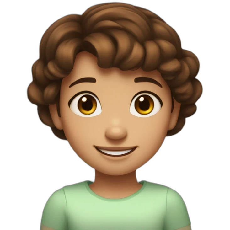 cute little smiling girl, shor brown hair, brown eyes, dsisney style, pixar style emoji