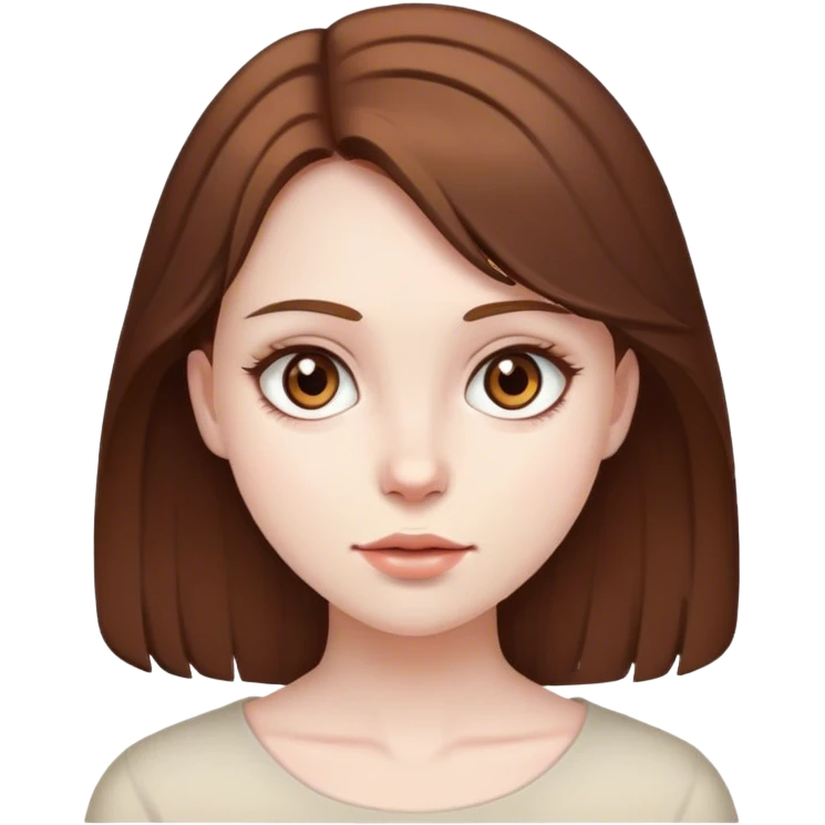 Girl with brown hair and brown eyes, and white body  emoji