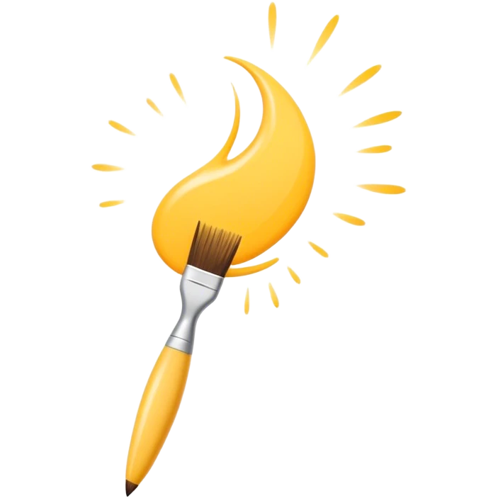 A digital paintbrush hovering in the air, drawing an incomplete emoji with smooth, sketch-like lines. Tiny sparkles and creative energy flow from the brush, giving the sense of creation. Minimalist, clean, and modern digital illustration, perfect for an empty state UI. emoji