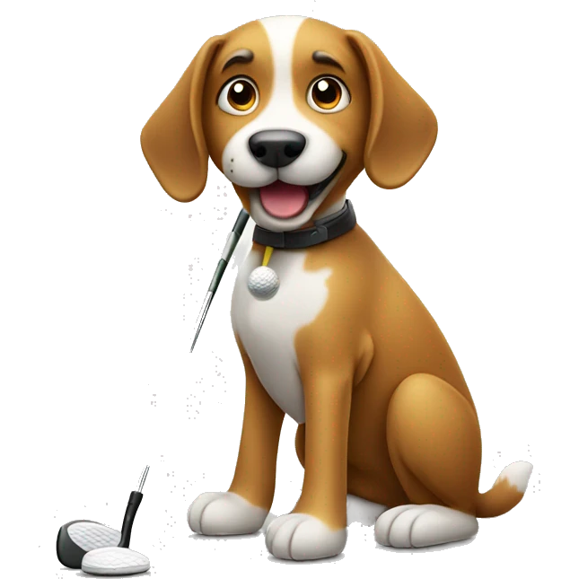 Dog playing golf emoji