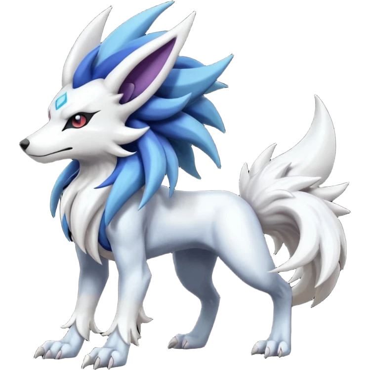 Cool edgy badass Suicune-Lycanroc-Absol-Fakémon-hybrid-creature (full body)  emoji